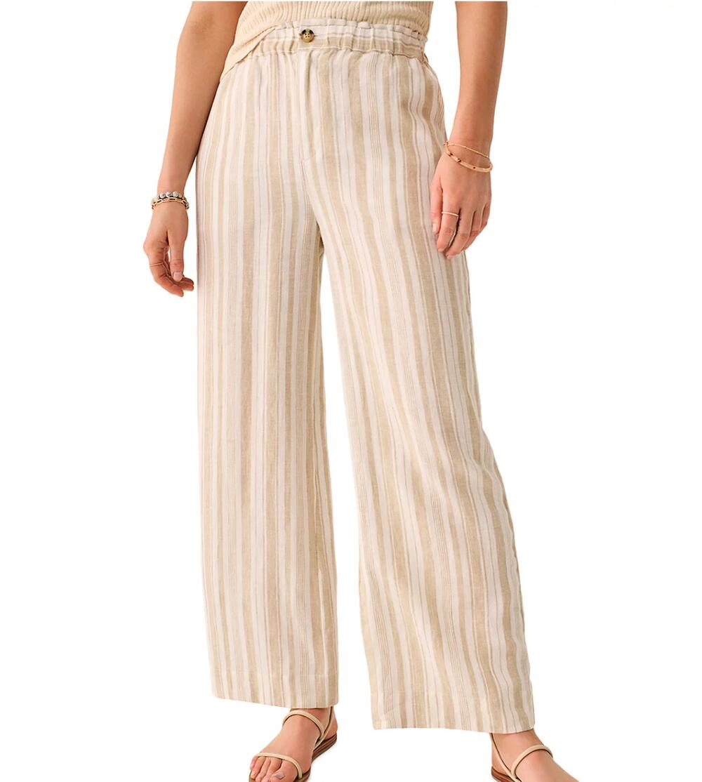 Faherty Monterey 100% Linen Elastic Waist Straight leg flowy lightweight size L